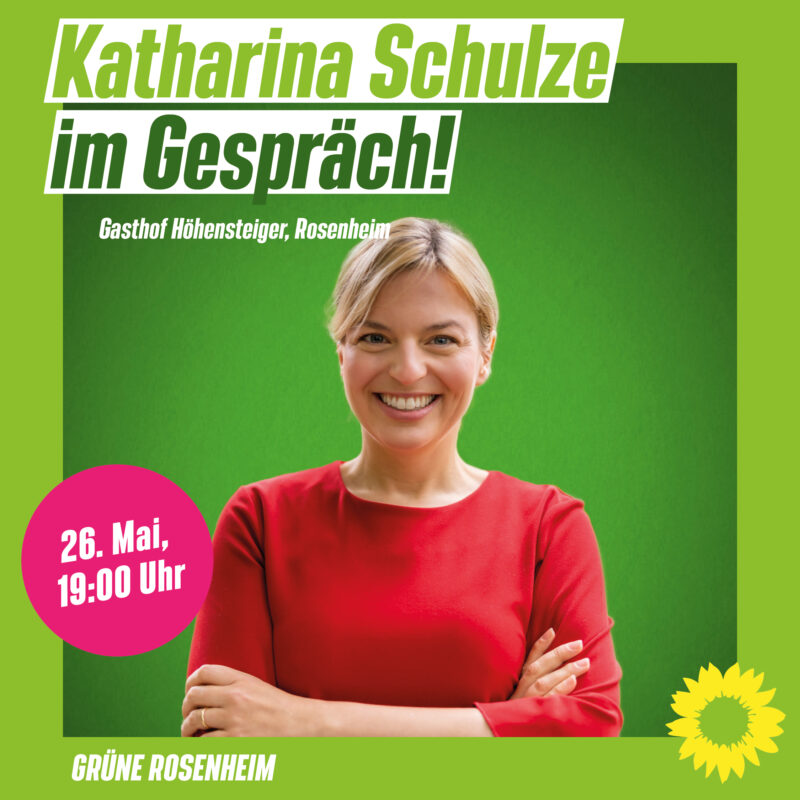 Die bayerische Spitzenkandidatin von Bündnis 90/DIE GRÜNEN, Katharina Schulze, kommt am 26. Mai 2023 nach Rosenheim.